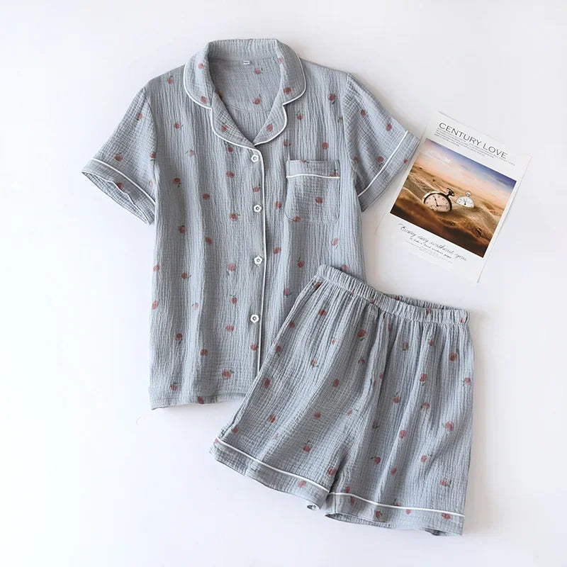 2025 Summer Ladies Short-sleeved Pajamas Set for Comfort
