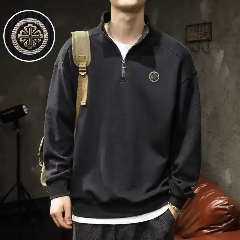 Spring Autumn Loose Long Sleeve Polo Shirts for Men