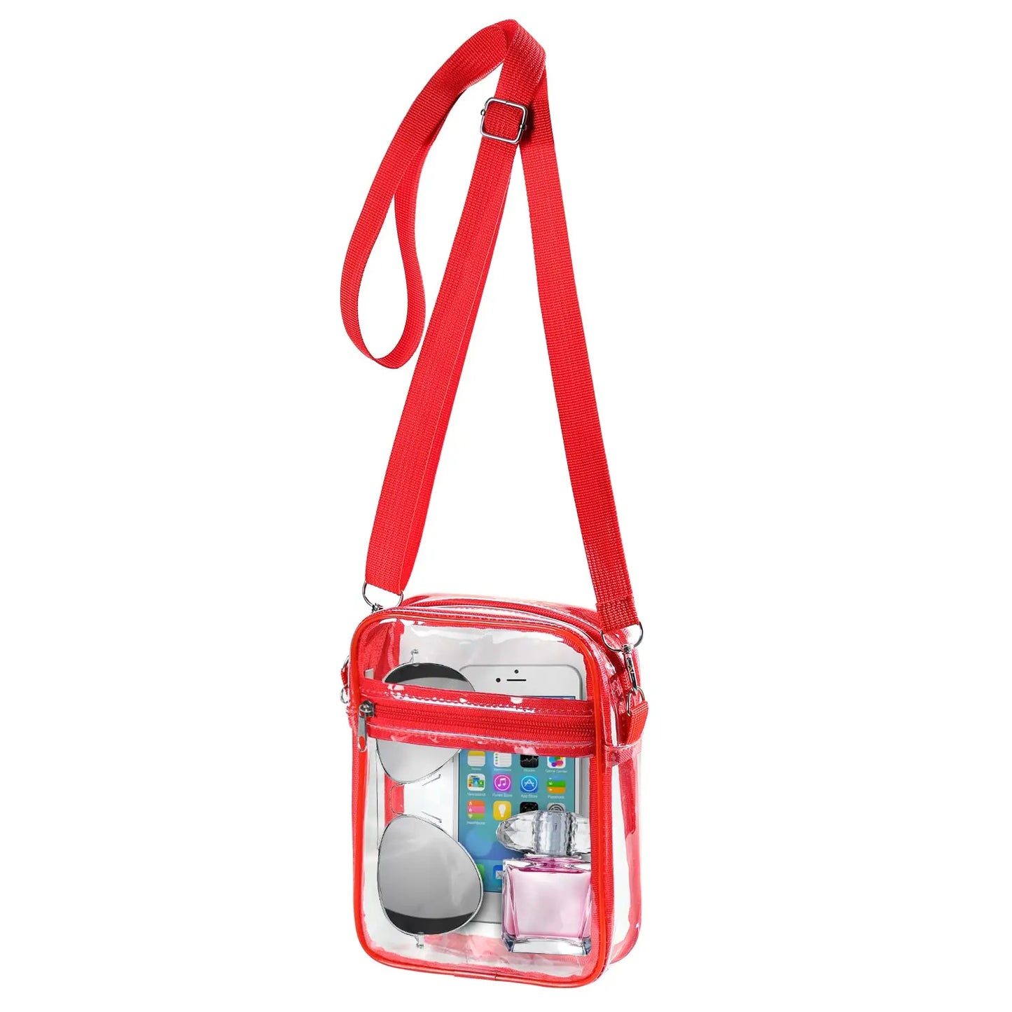 Women's Clear PVC Shoulder Bag – Stadium Approved Crossbody Bag with Front Pocket