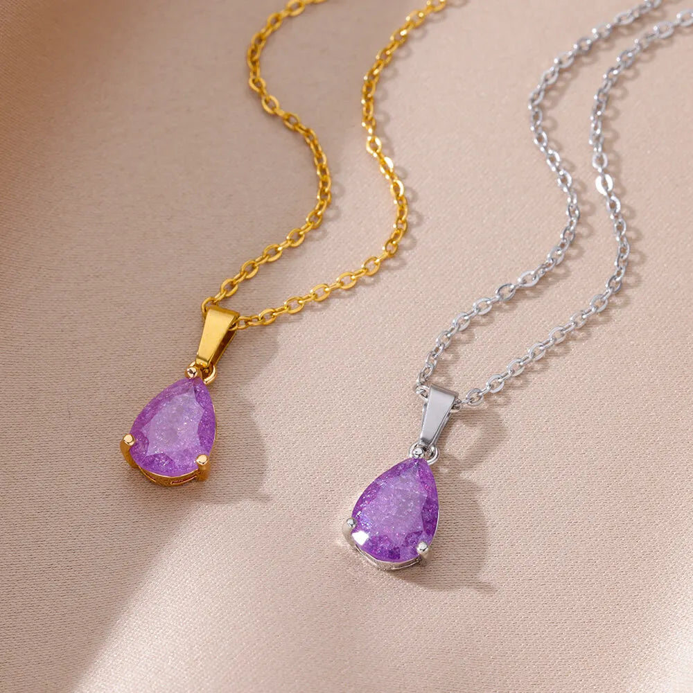 Elegant Zircon Teardrop Necklaces for Women Gift Jewelry