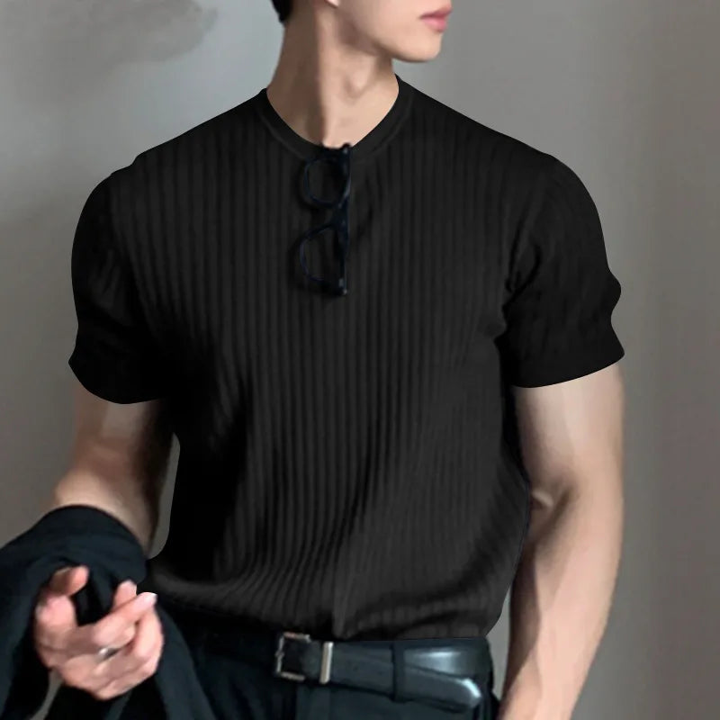 Light Luxury Summer Men's O Neck Long Sleeve T Shirt