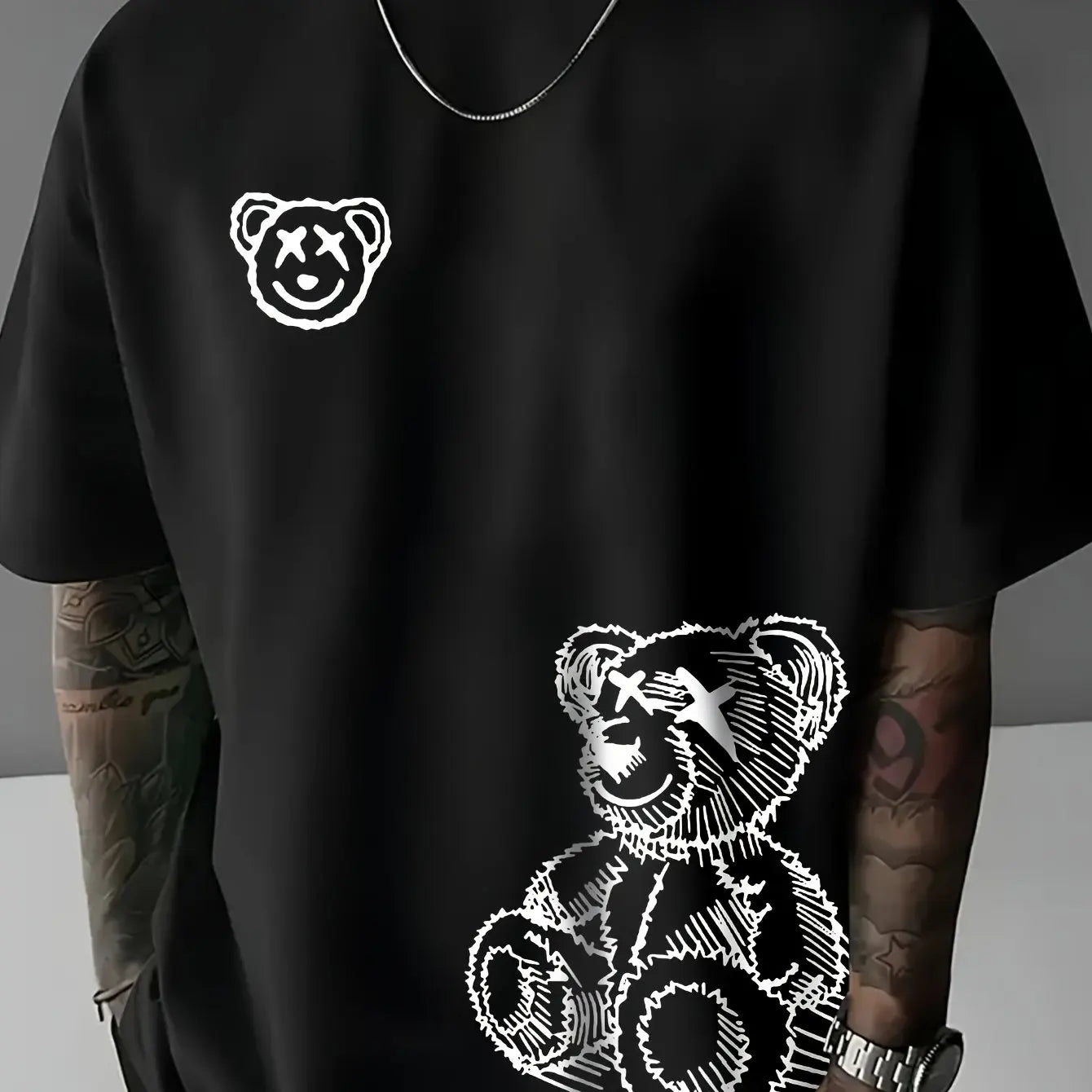 Summer Men's Cartoon Bear Cotton Casual T-Shirt