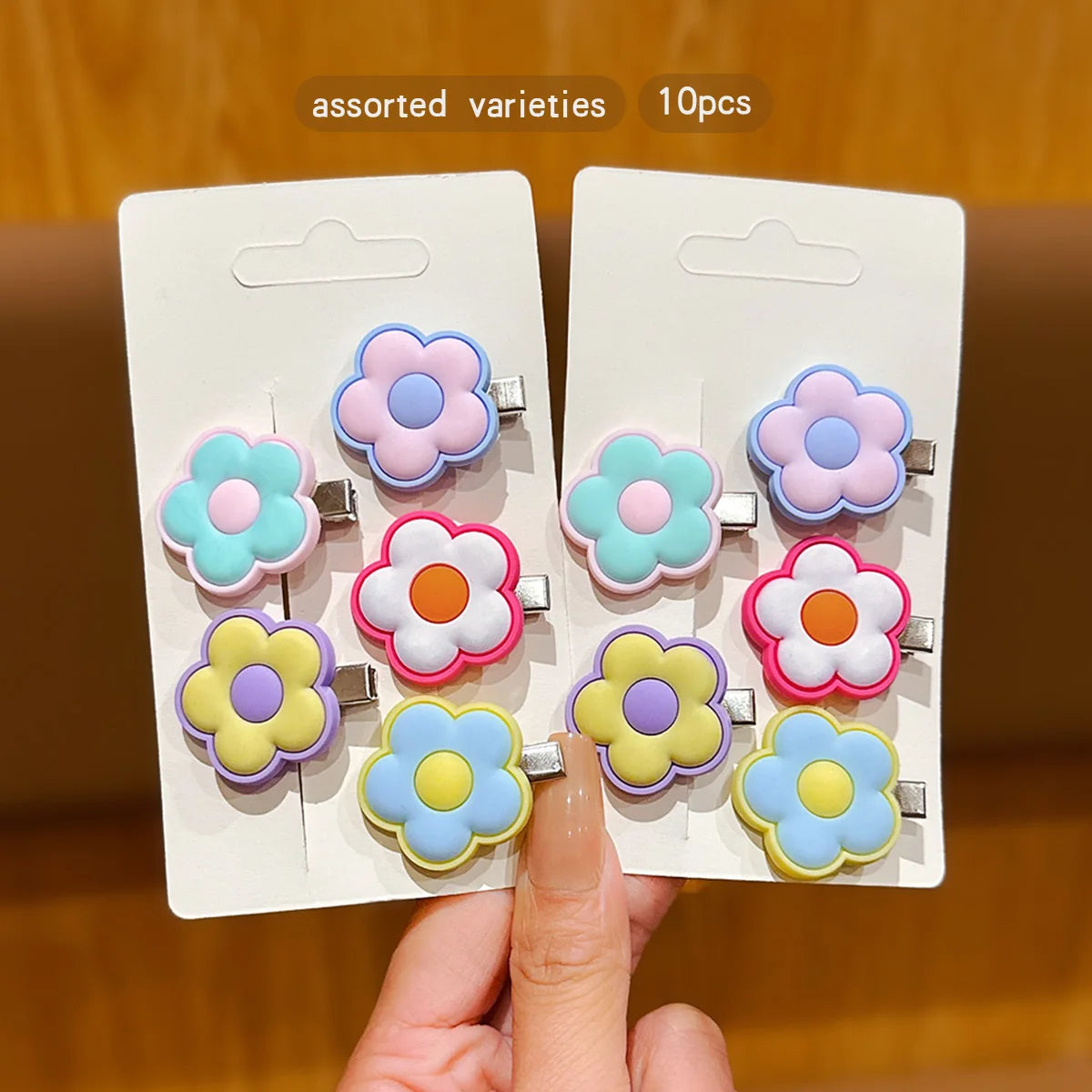 Vibrant 10 Color Random Flower Hair Clips for Stylish Looks
