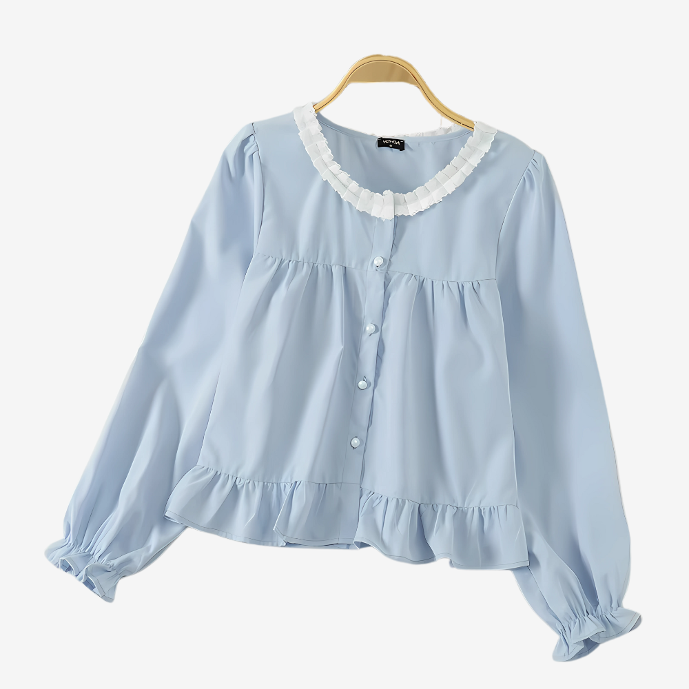 VONDA Women’s Casual Loose Tunic Top – Bohemian Flare Long Sleeve Blouse with Stand Collar (2024)