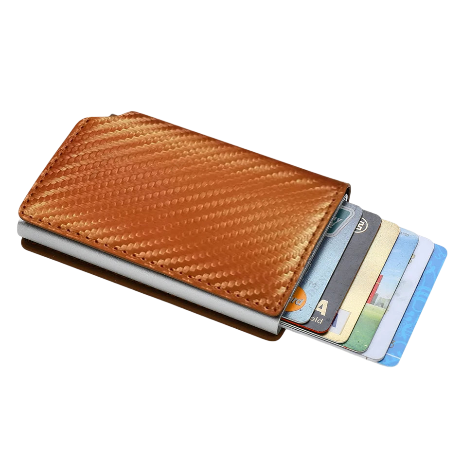 a wallet with a credit card holder in it
