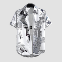 a white shirt with newspaper print on it