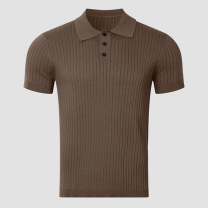 a brown polo shirt on a white background