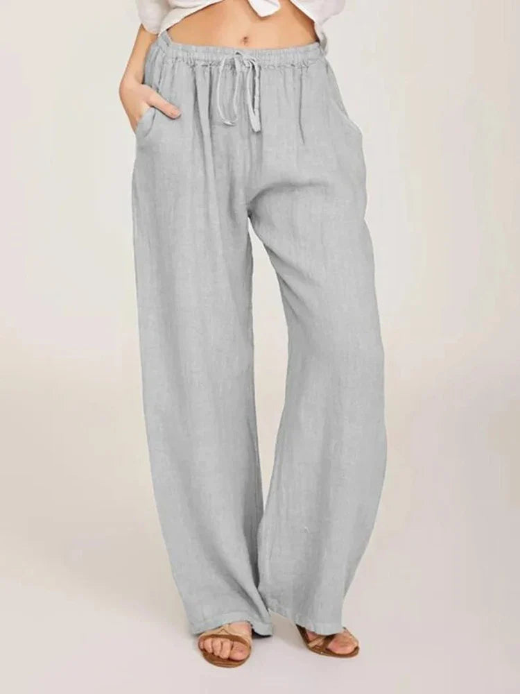 Women's Cotton-Linen Wide-Leg Pants – High Waist, Breathable, and Effortlessly Stylish for Summer & Autumn