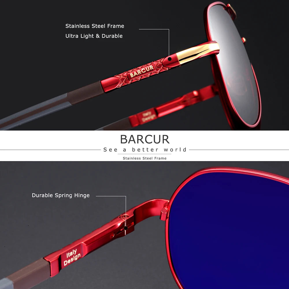 Stylish BARCUR Aluminum Vintage Polarized Sunglasses for Men