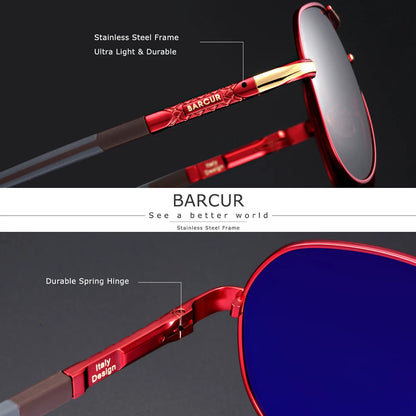 Stylish BARCUR Aluminum Vintage Polarized Sunglasses for Men