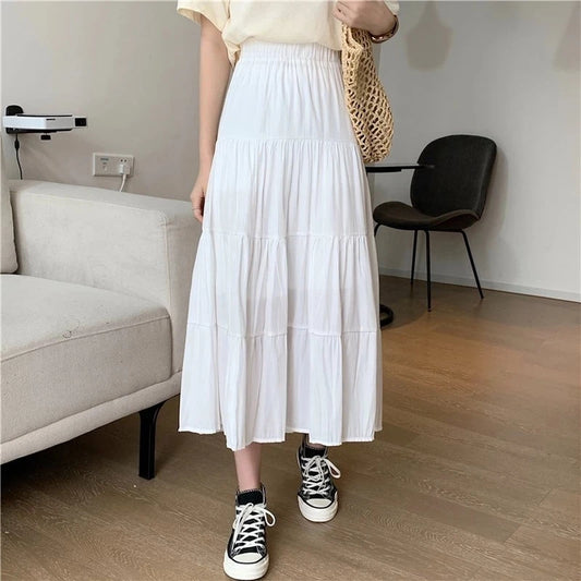 Chic Vintage High Waist Chiffon Skirt for Students