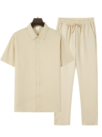 Men's Business Casual Shirt and Pants Set for Summer 2024