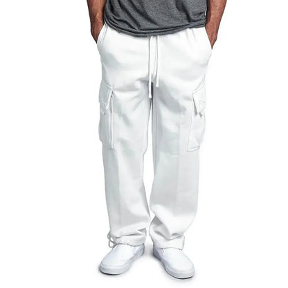 Men's Cargo Sweatpants Autumn Long Pants Loose Sport Fit Jogging Overalls Joggers Sweat Pocket Pants Cargo Trousers Streetwear
