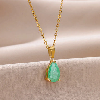 Elegant Zircon Teardrop Necklaces for Women Gift Jewelry