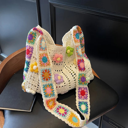 Cute Woven Knit Tote Bag – Stylish Beach & Shopping Shoulder Bag