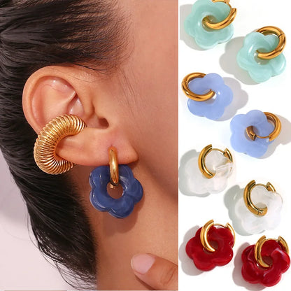 Vibrant Stylish 2024 New Multicolor Flower Drop Earrings for Women