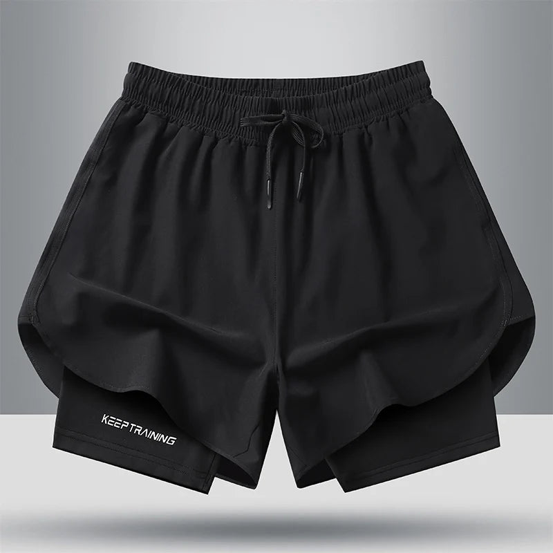 Unisex 2-in-1 Running Shorts Men's Summer New Quick Drying Breathable Active Training Exercise Jogging Cycling Loose-Fit Shorts