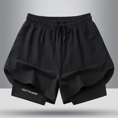 Unisex 2-in-1 Running Shorts Men's Summer New Quick Drying Breathable Active Training Exercise Jogging Cycling Loose-Fit Shorts