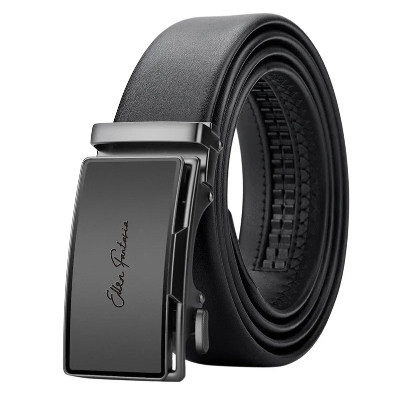 Genuine Leather Belt for Men with Durable Metal Buckle