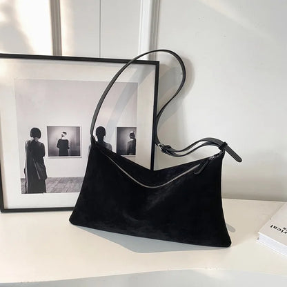 Women's Slouchy Vintage Frosted Suede New Fall/winter Shoulder Underarm Bag Simple Tote Bag Large Capacity Commuter Bag