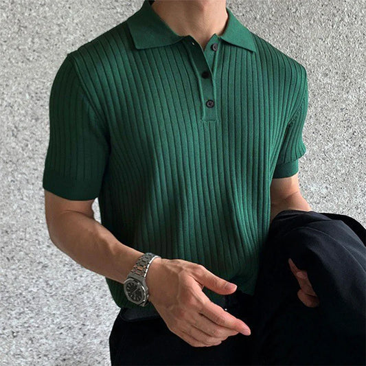 Summer Men's Retro Knit Polo Shirt for Stylish Comfort