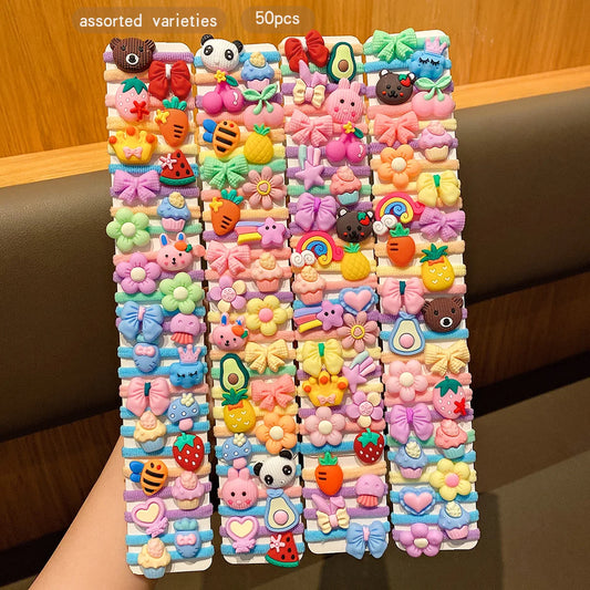 Charming 50 Cartoon Cute Styles Rubber Bands For Daily Use