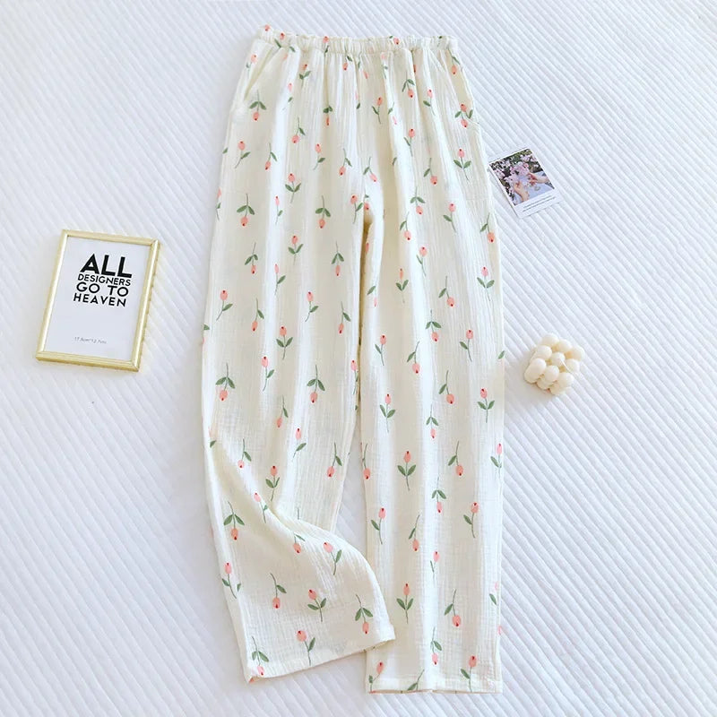 2025 Japanese Women's 100% Cotton Pajama Pants for Comfort