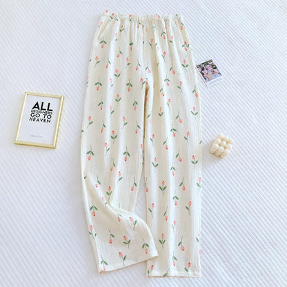 2025 Japanese Women's 100% Cotton Pajama Pants for Comfort