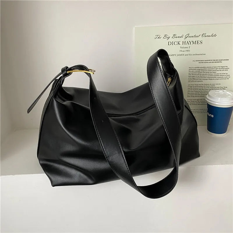 Vintage PU Leather Boston Bag – Stylish Pillow Design, Large-Capacity Tote & Crossbody Handbag