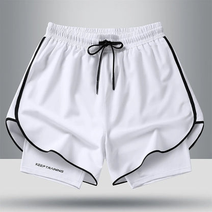 Unisex 2-in-1 Running Shorts Men's Summer New Quick Drying Breathable Active Training Exercise Jogging Cycling Loose-Fit Shorts