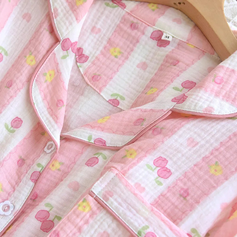 2025 New Spring Women's Pajama Set 100% Cotton Comfort