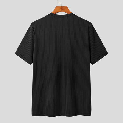 Light Luxury Summer Men's O Neck T Shirt for Casual Style