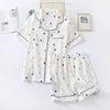 Japanese Summer Cotton Gauze Heart-Shaped Pajamas Suit