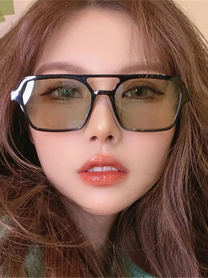 Chic Retro Double Bridges Sunglasses for Trendy Style and UV Protection
