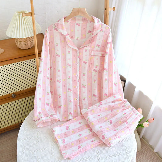 2025 New Spring Women's Pajama Set 100% Cotton Comfort