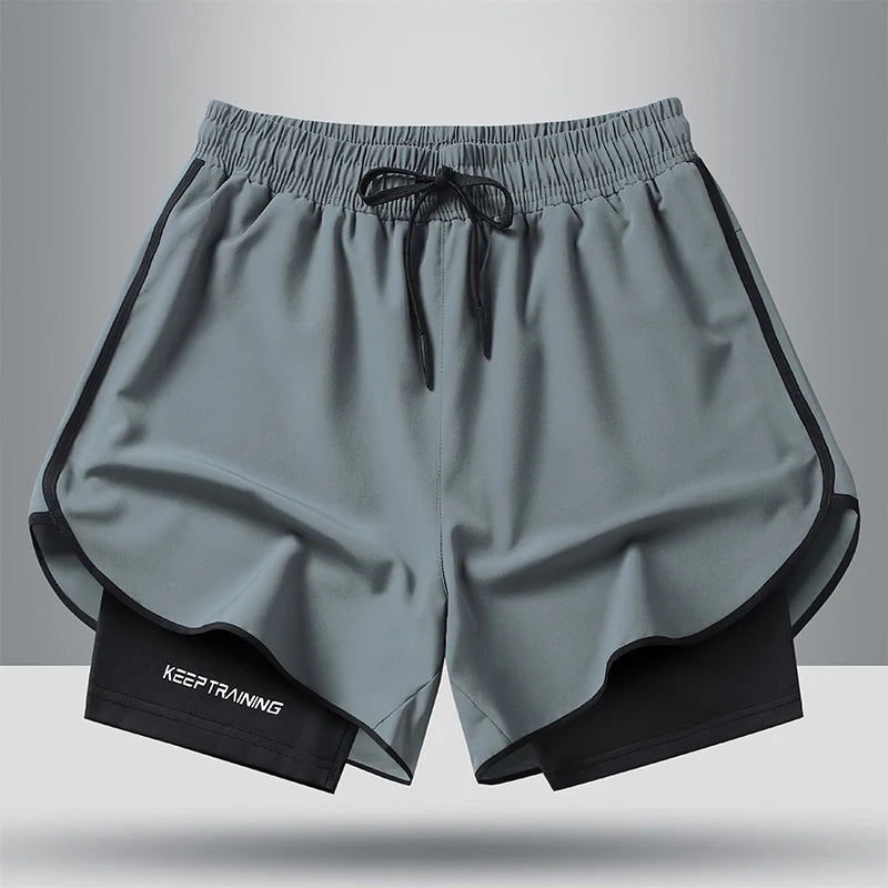 Unisex 2-in-1 Running Shorts Men's Summer New Quick Drying Breathable Active Training Exercise Jogging Cycling Loose-Fit Shorts