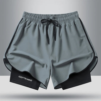 Unisex 2-in-1 Running Shorts Men's Summer New Quick Drying Breathable Active Training Exercise Jogging Cycling Loose-Fit Shorts