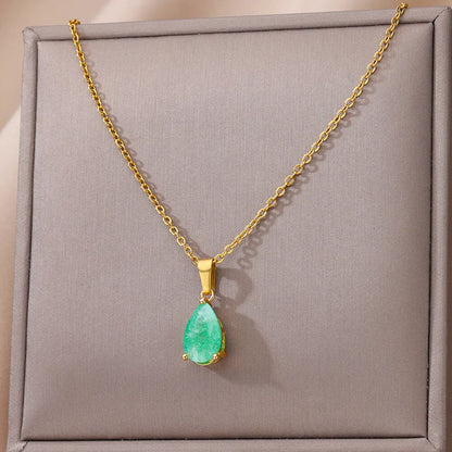Elegant Zircon Teardrop Necklaces for Women Gift Jewelry