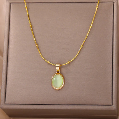 Stunning Elegant Fashion Stone Opal Oval Necklace for Women