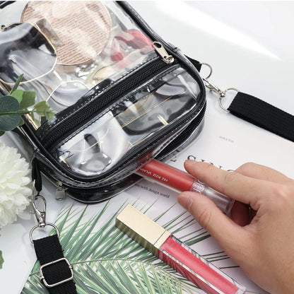 Women's Clear PVC Shoulder Bag – Stadium Approved Crossbody Bag with Front Pocket