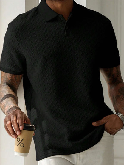 Stylish Mens Textured Polo Shirts for Spring Summer Fashion