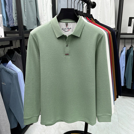 Luxury Embroidered Long Sleeve Polo Shirt for Men