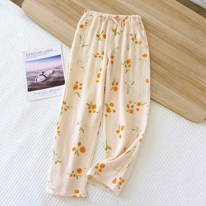 2025 Japanese Women's 100% Cotton Pajama Pants for Comfort