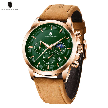 SAPPHERO Men's Business Watch Classic Waterproof Leather Strap