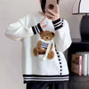 Unisex Kawaii Bear Embroidered Sweater – Harajuku Y2K Loose Fit Pullover