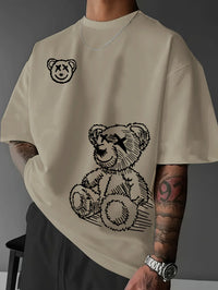 Summer Men's Cartoon Bear Cotton Casual T-Shirt