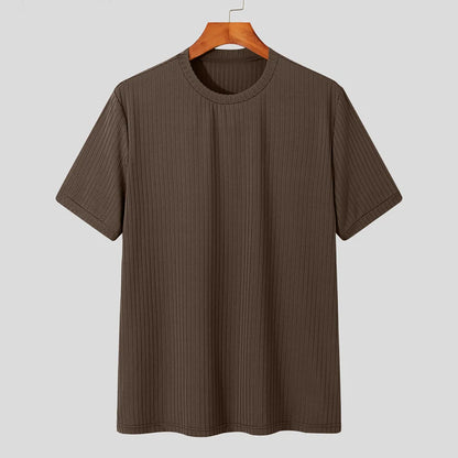 Light Luxury Summer Men's O Neck T Shirt for Casual Style