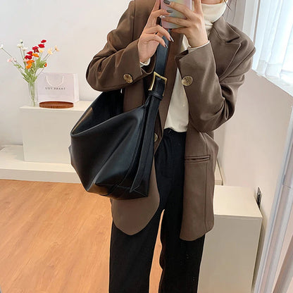 Vintage PU Leather Boston Bag – Stylish Pillow Design, Large-Capacity Tote & Crossbody Handbag