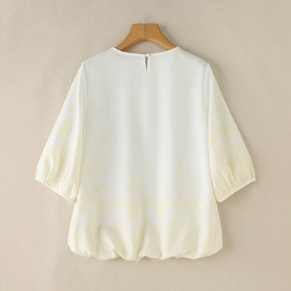 ZANZEA Women's Ditsy Floral Smock Top – Loose Fit Bohemian Vintage 3/4 Sleeve Casual Blouse for Summer 2025