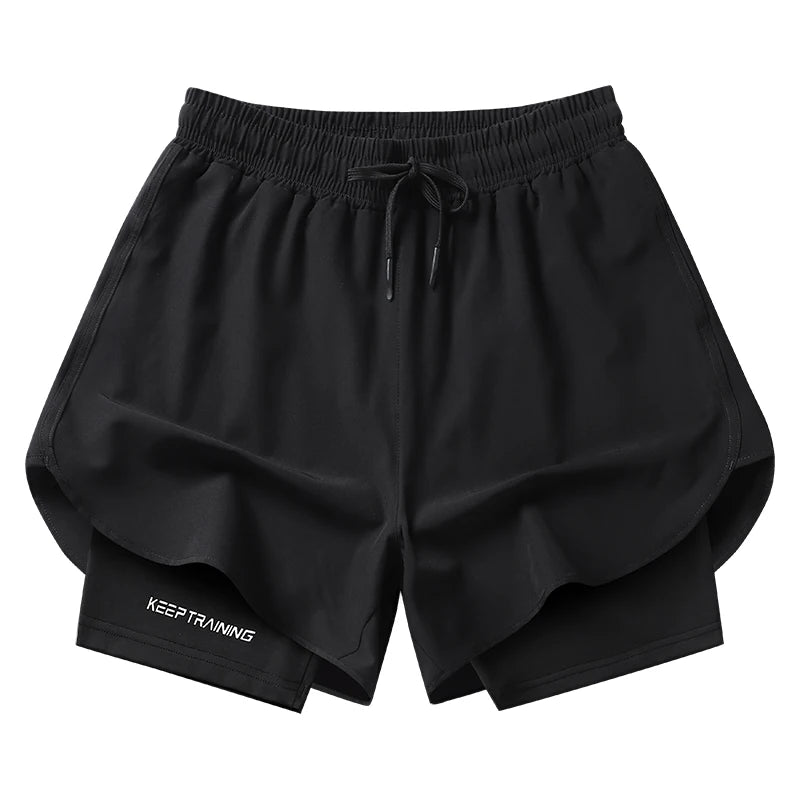 Unisex 2-in-1 Running Shorts Men's Summer New Quick Drying Breathable Active Training Exercise Jogging Cycling Loose-Fit Shorts